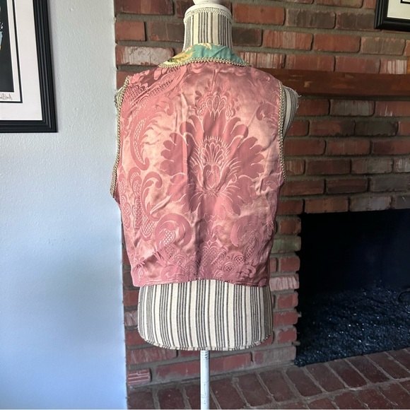 VTG Rag Retro Mixed Media Floral Print Open Vest OS - Picture 7 of 10